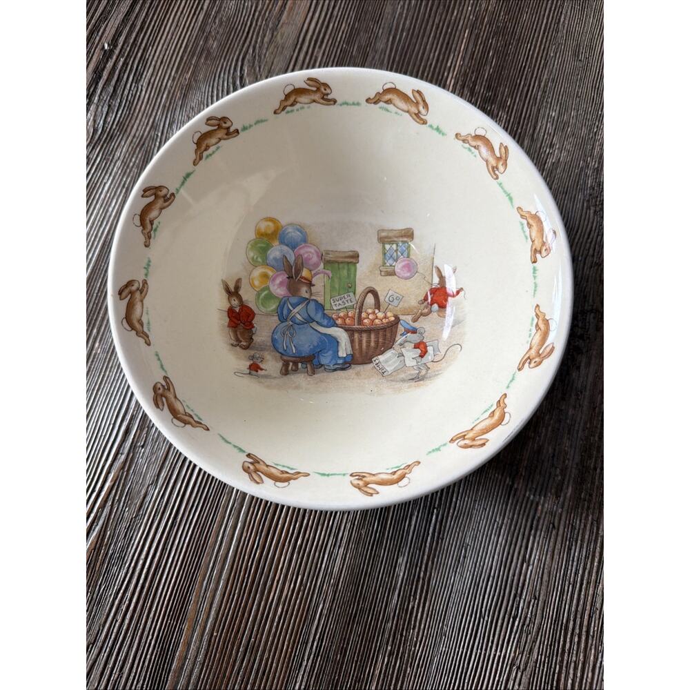Royal Doulton BUNNYKINS Fine Bone China Child Dish Bowl Family balloons vintage